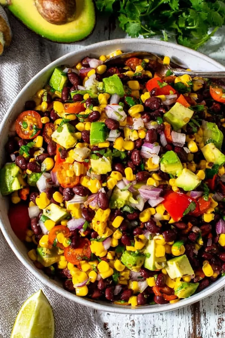 Fresh Avocado Corn Salad With Black Beans