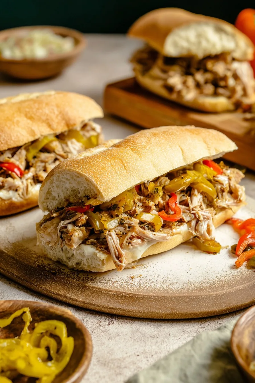 Slow Cooker Italian Chicken Sandwiches