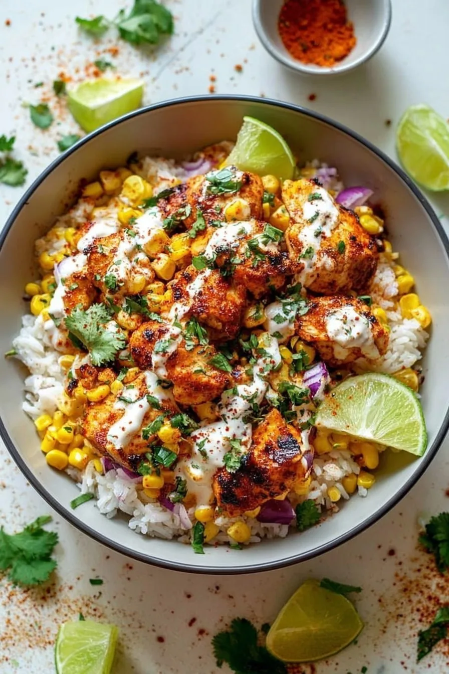 Street Corn Chicken and Rice Bowls