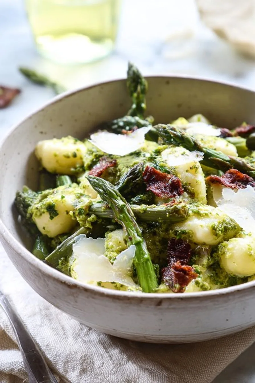 Homemade Ricotta Gnocchi with Asparagus Pesto