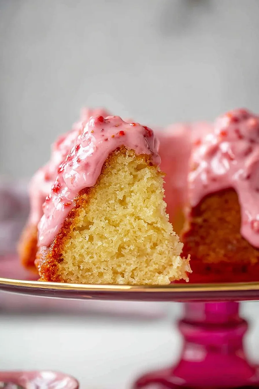 Pound Cake with Strawberry Icing