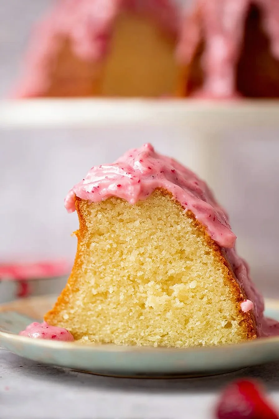Pound Cake with Strawberry Icing