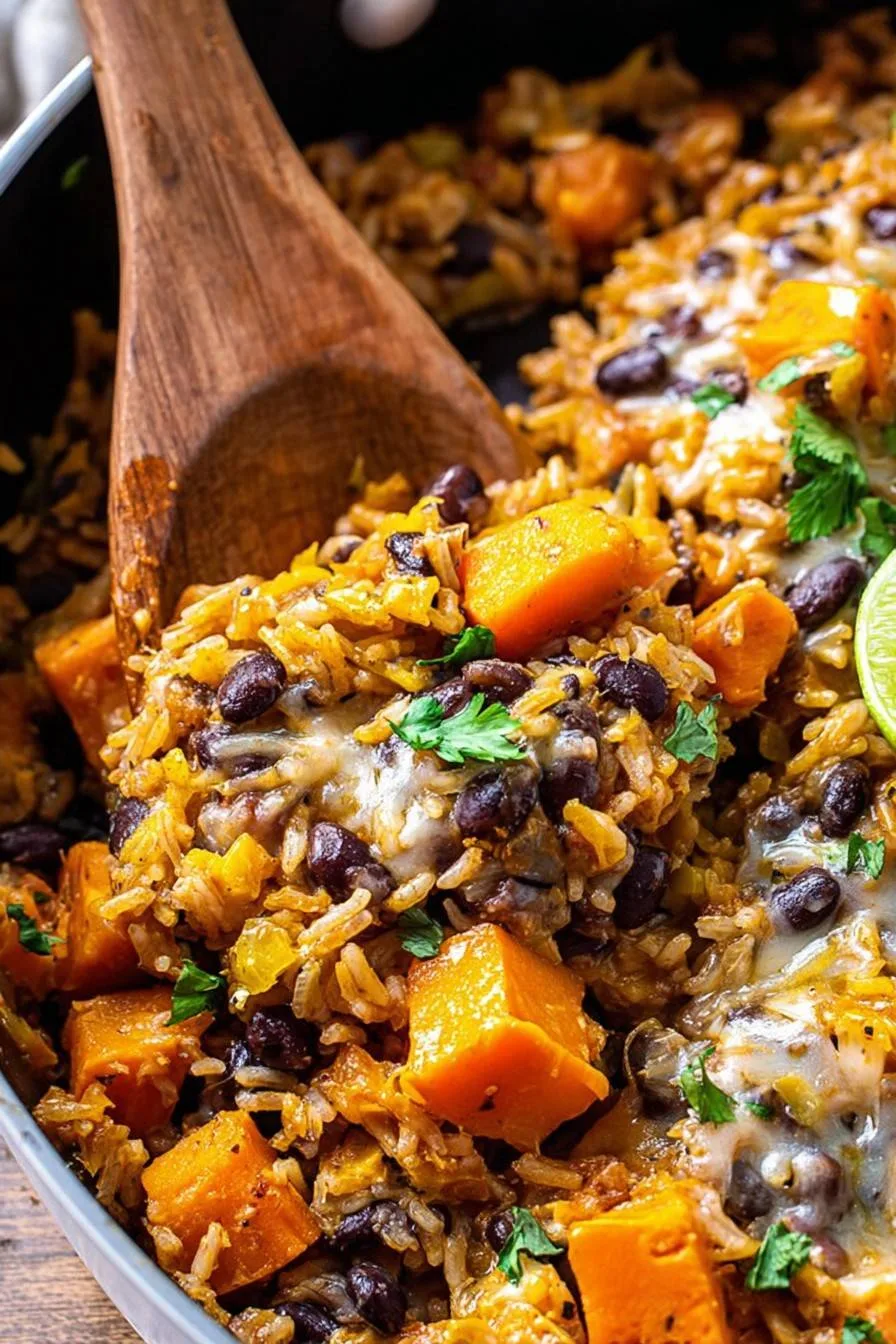 Southwest Sweet Potato, Black Bean and Rice Skillet