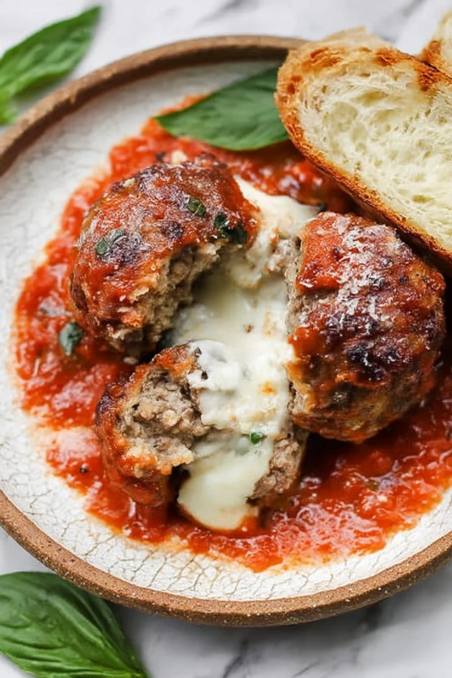 Tender Cheese-Stuffed Baked Meatballs
