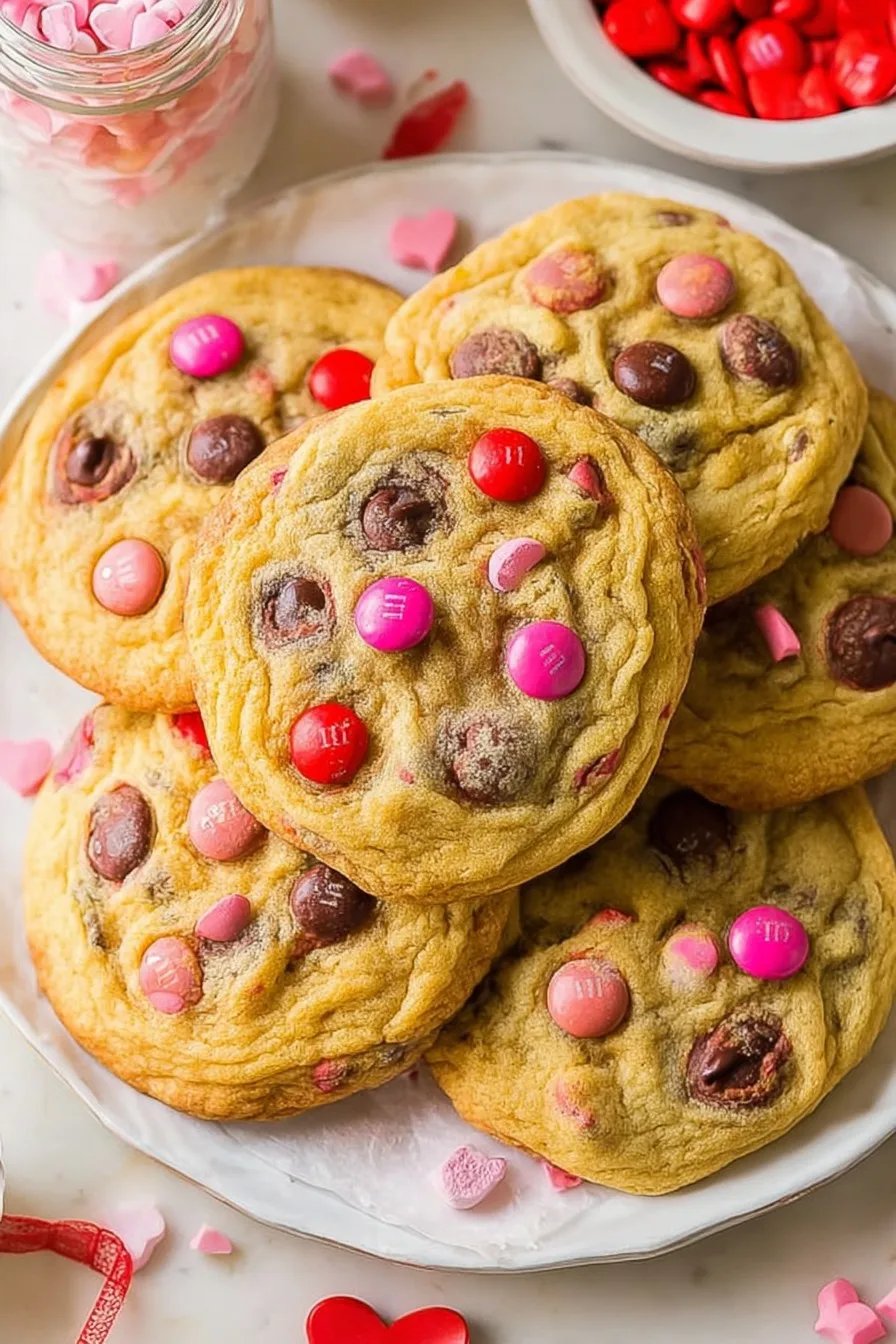 Valentine’s Day M&M Cookies
