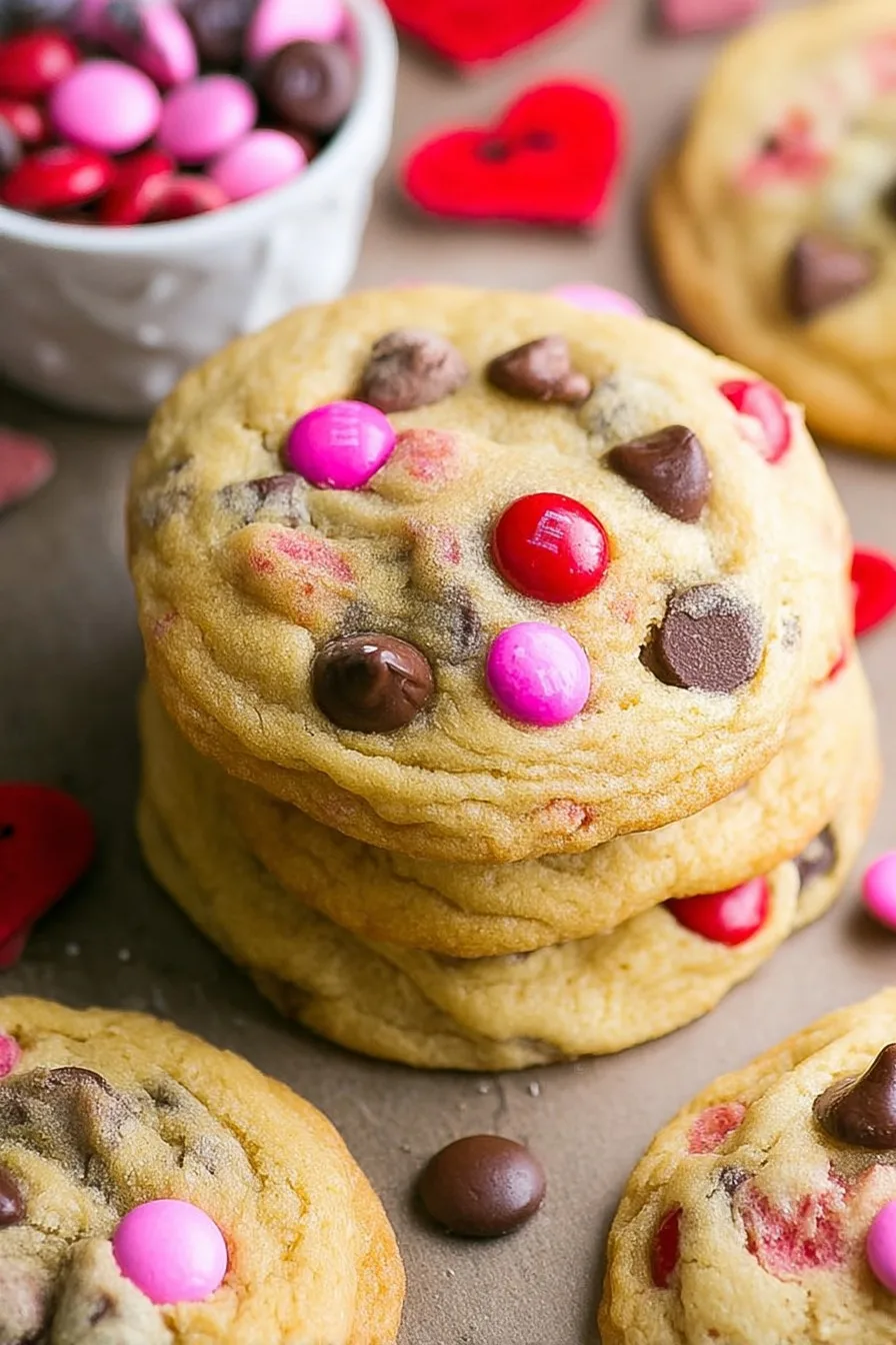 Valentine’s Day M&M Cookies