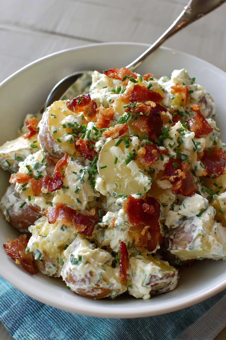 LOADED BAKED POTATO SALAD WITH BACON & SOUR CREAM