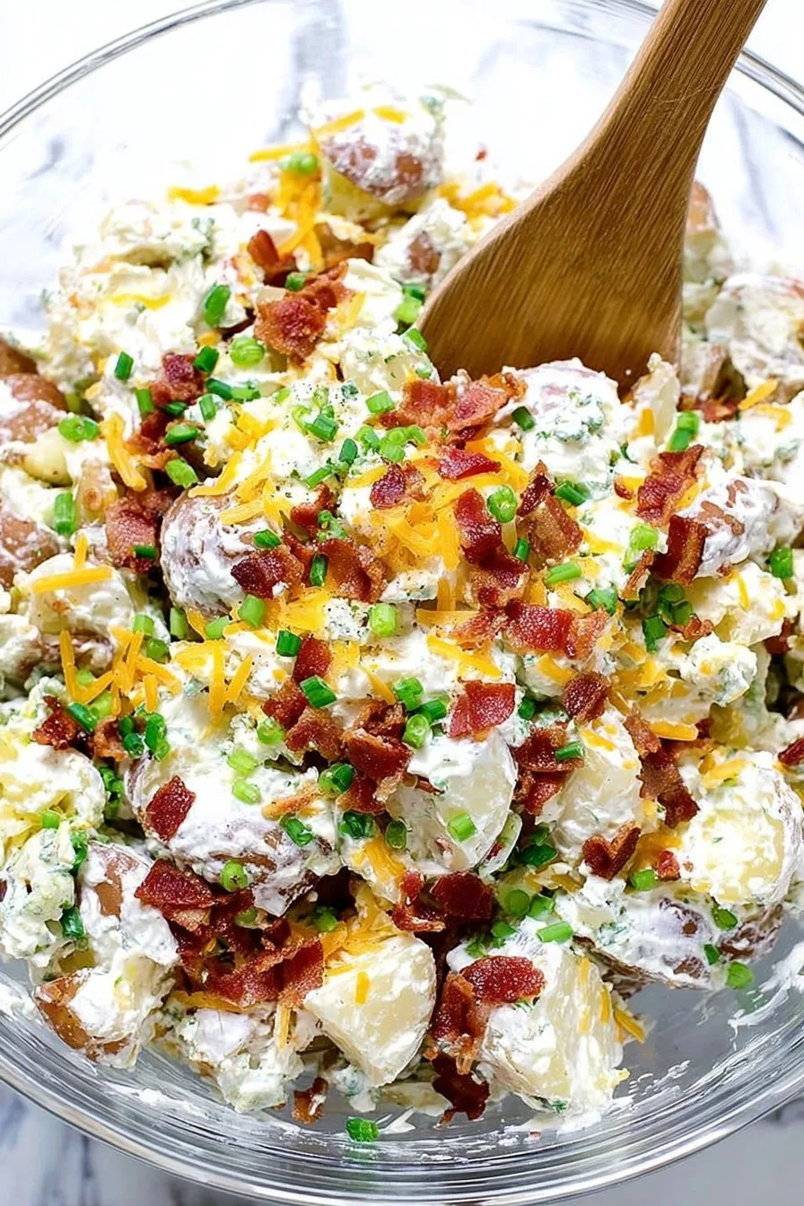 LOADED BAKED POTATO SALAD WITH BACON & SOUR CREAM